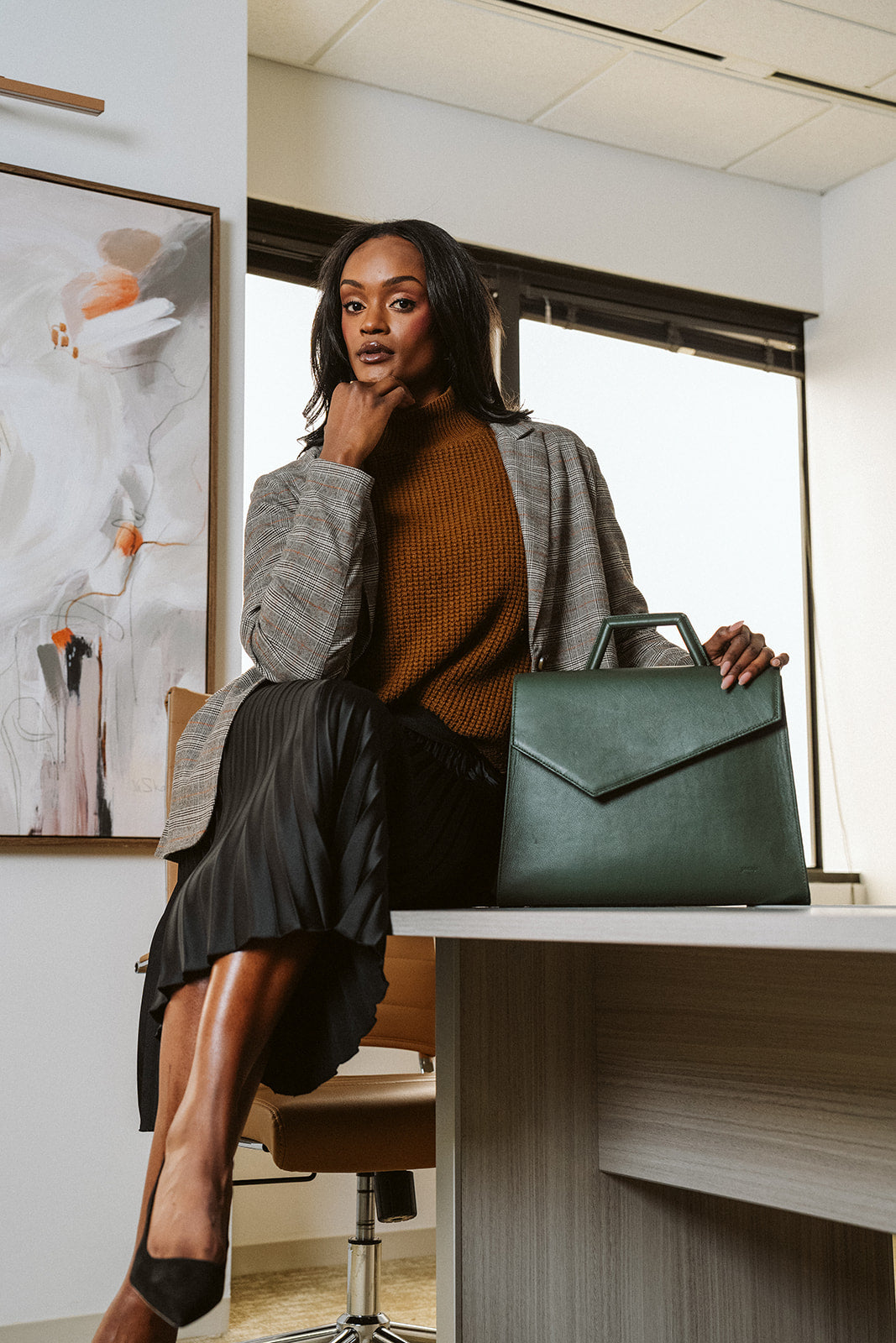 Harper Convertible Tote Backpack Briefcase in Moss